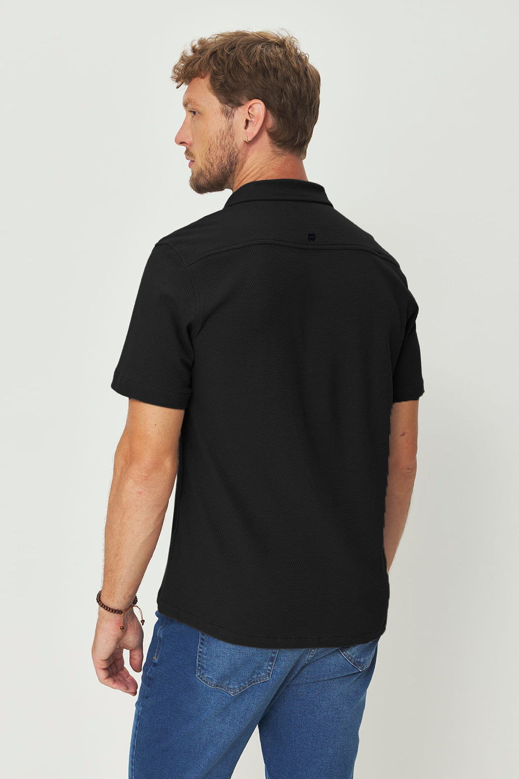Camisa Lobo Social Masculina Acostamento Preto