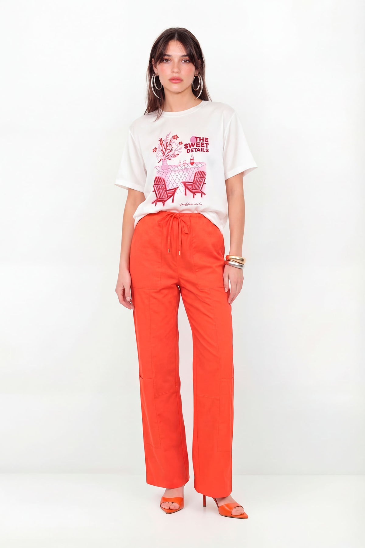 Calça Bolso Quadrado Feminina Inblanche High Red