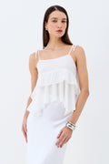 Blusa Com Transparência E Alças Finas  ACT Feminino Off White