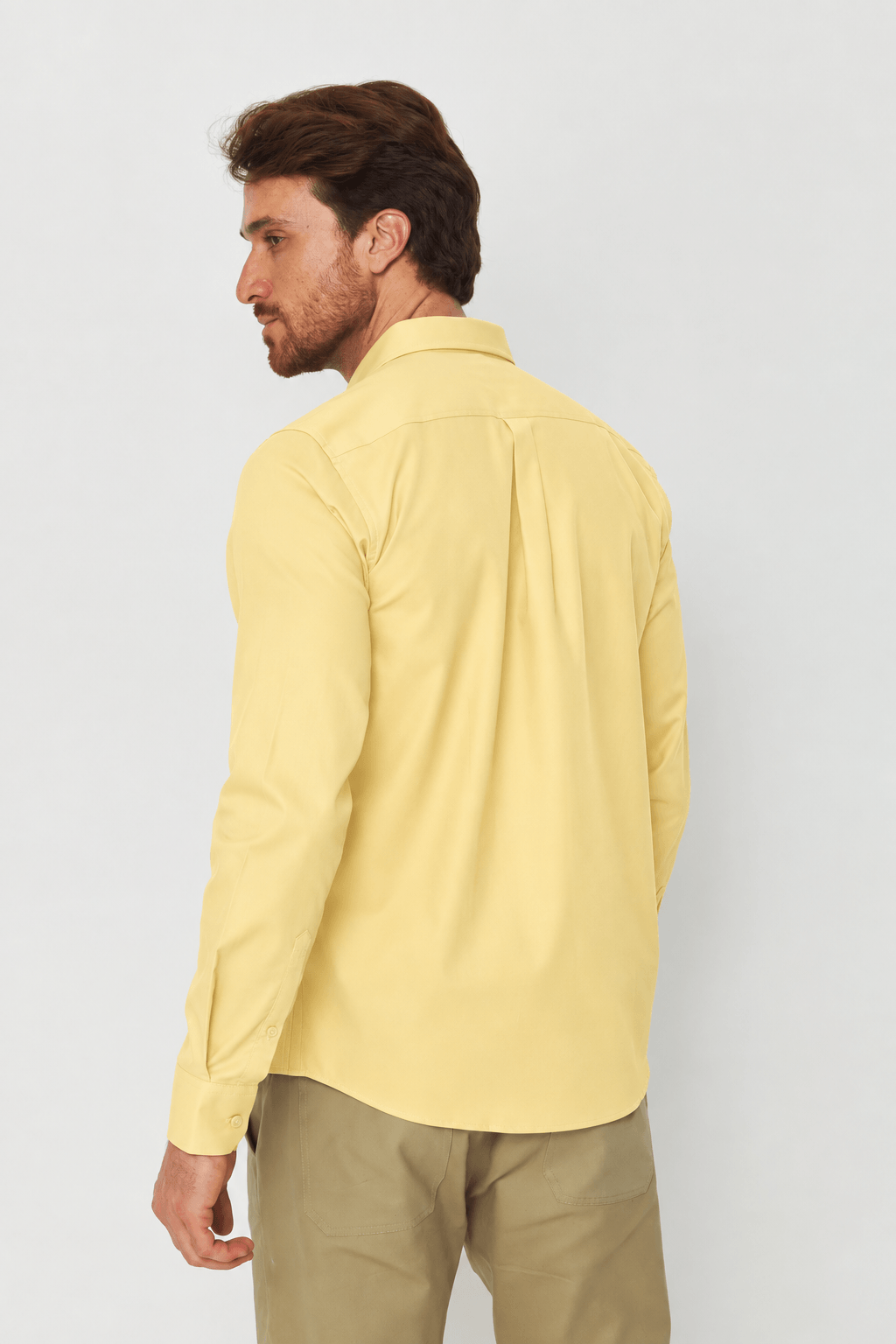 Camisa Cotton Manga Longa Masculina Acostamento Amarelo