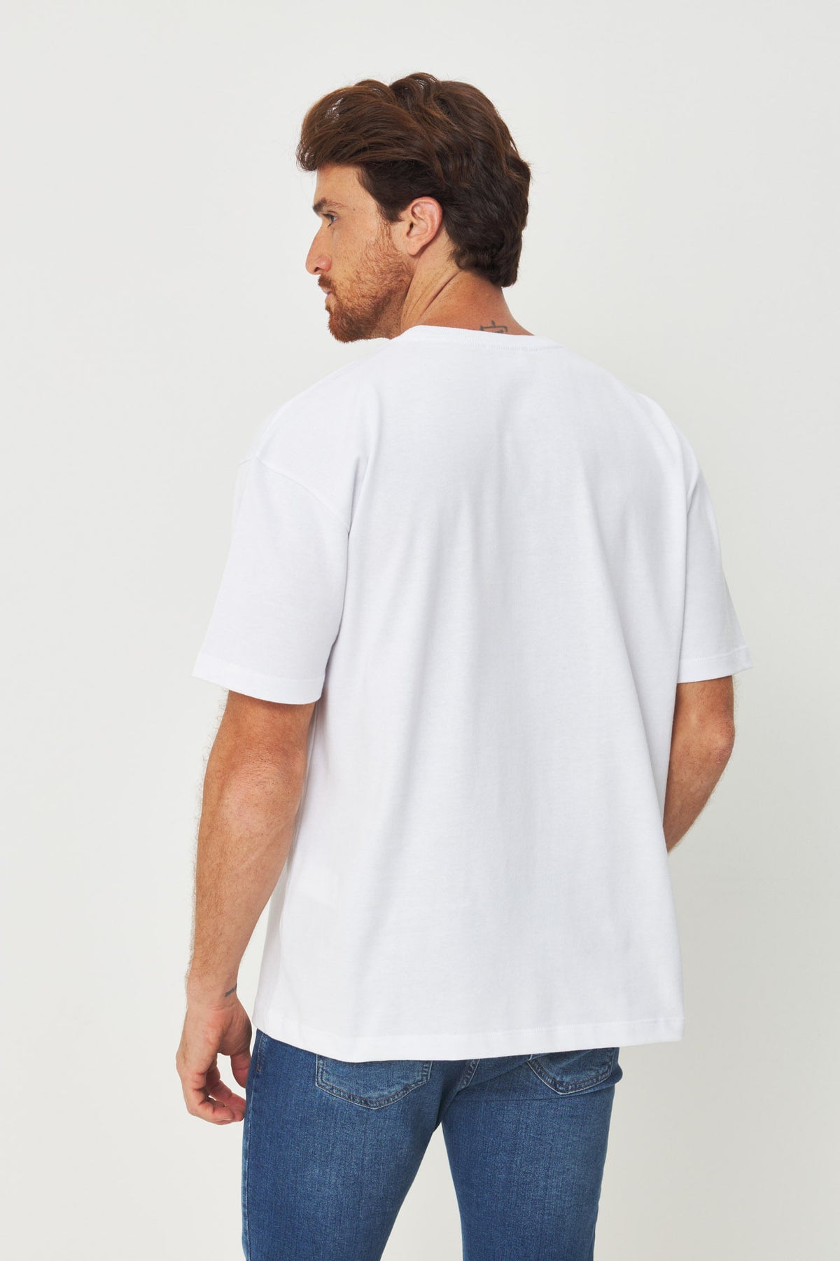 Camiseta Bigshirt Casual Masculino Acostamento Branco