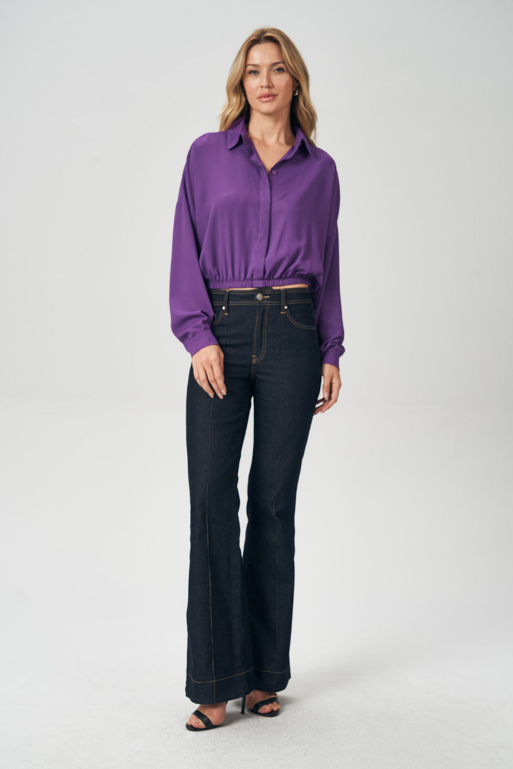 Camisa Barra Elástico Feminina Acostamento Purple