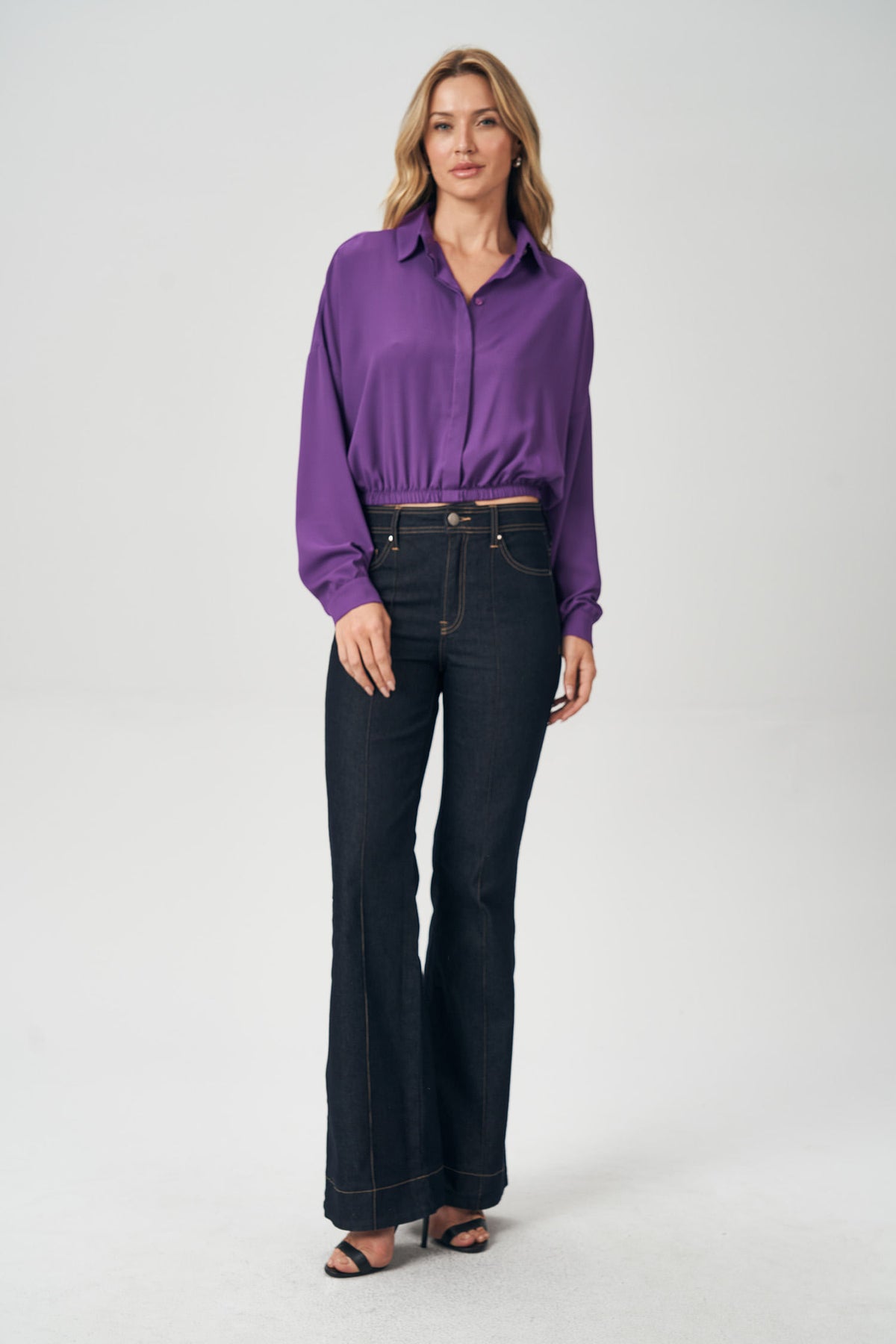 Camisa Barra Elástico Feminina Acostamento Purple