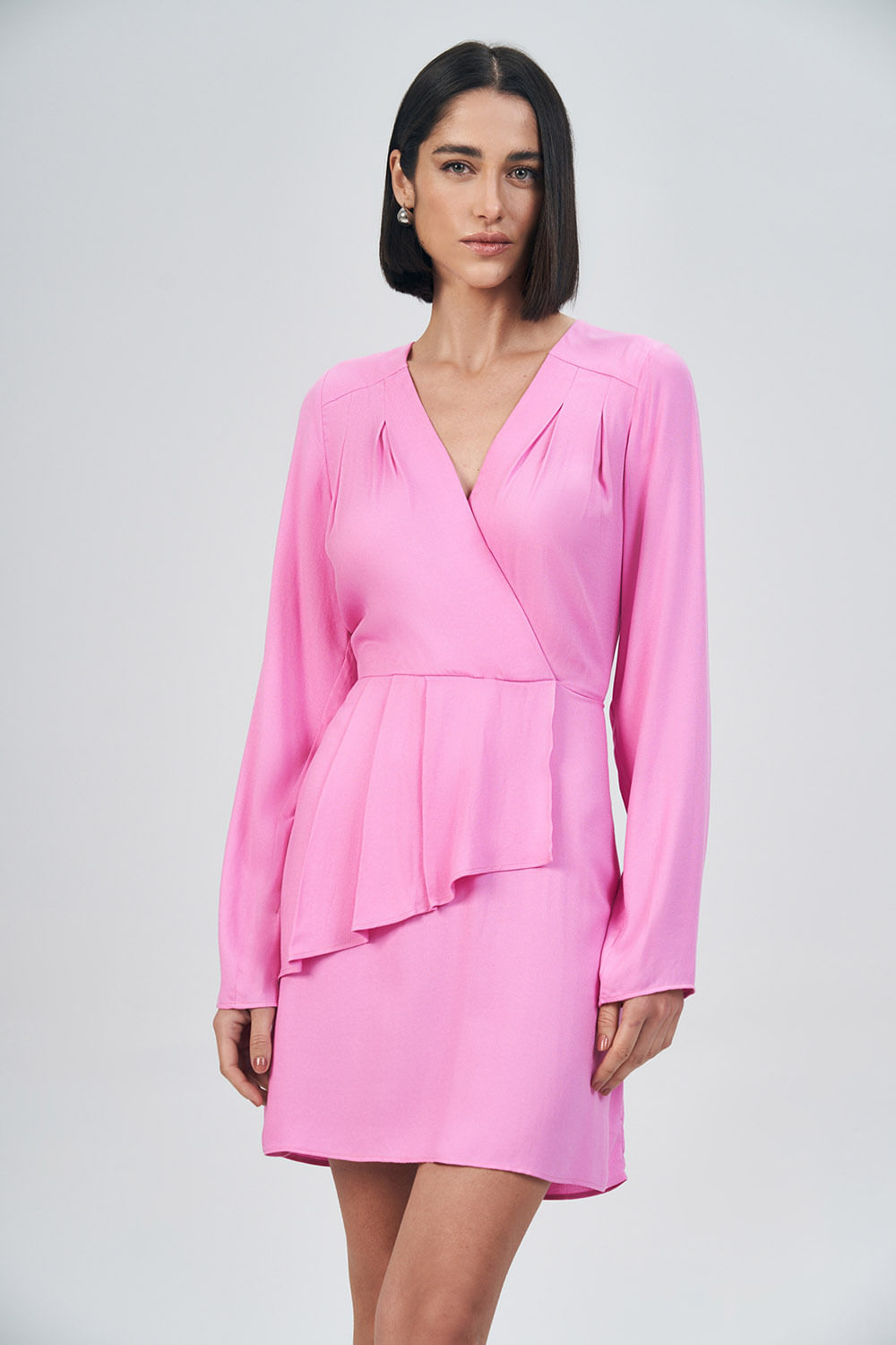 Vestido Decote Transpassado Feminino Acostamento Pink Paradise
