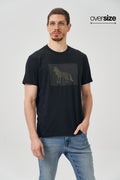Camiseta Efeito Visual Masculina Oversize Acostamento Preto