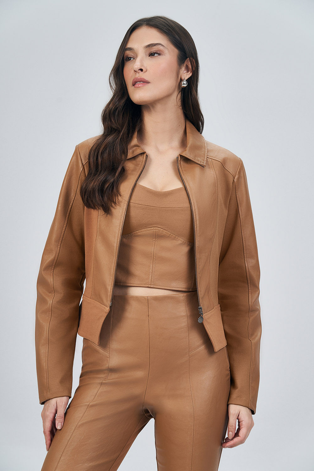 Jaqueta Elegance PU Feminina Acostamento Siena