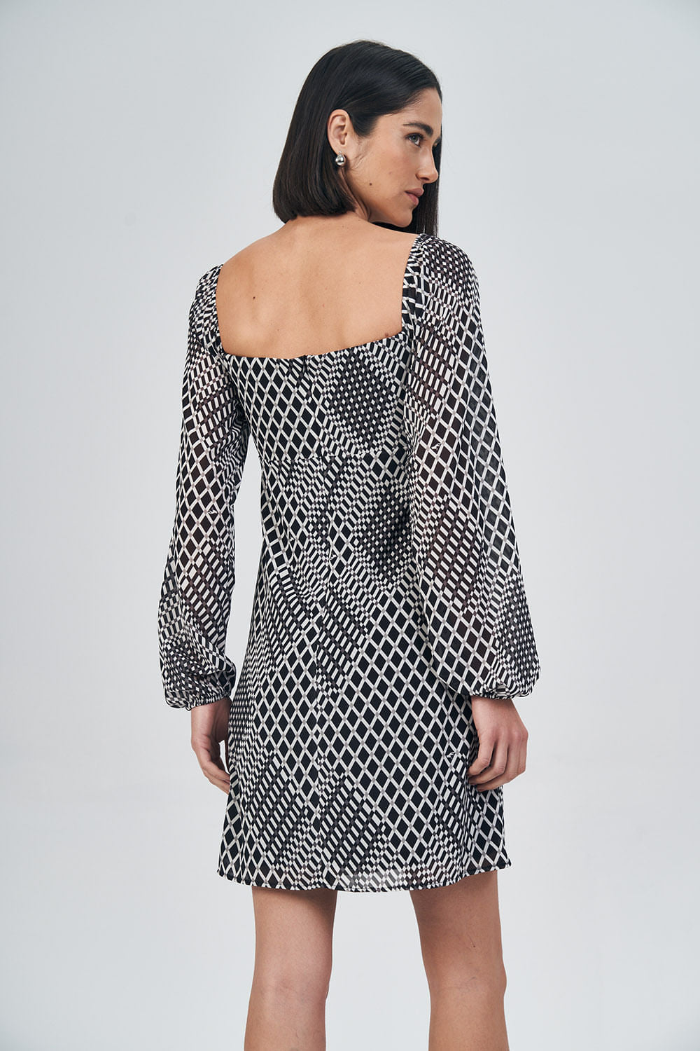 Vestido Decote Quadrado Stamp Feminino Acostamento Prisma