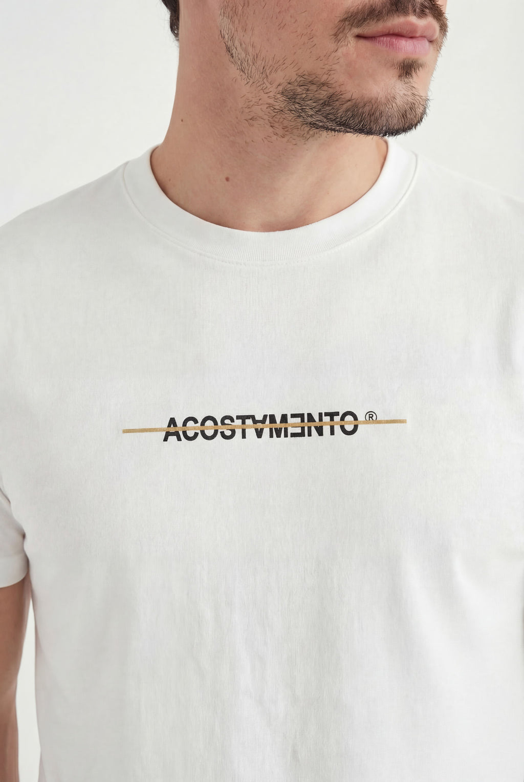 Camiseta Algodão Com Estampa Masculina Acostamento Off White