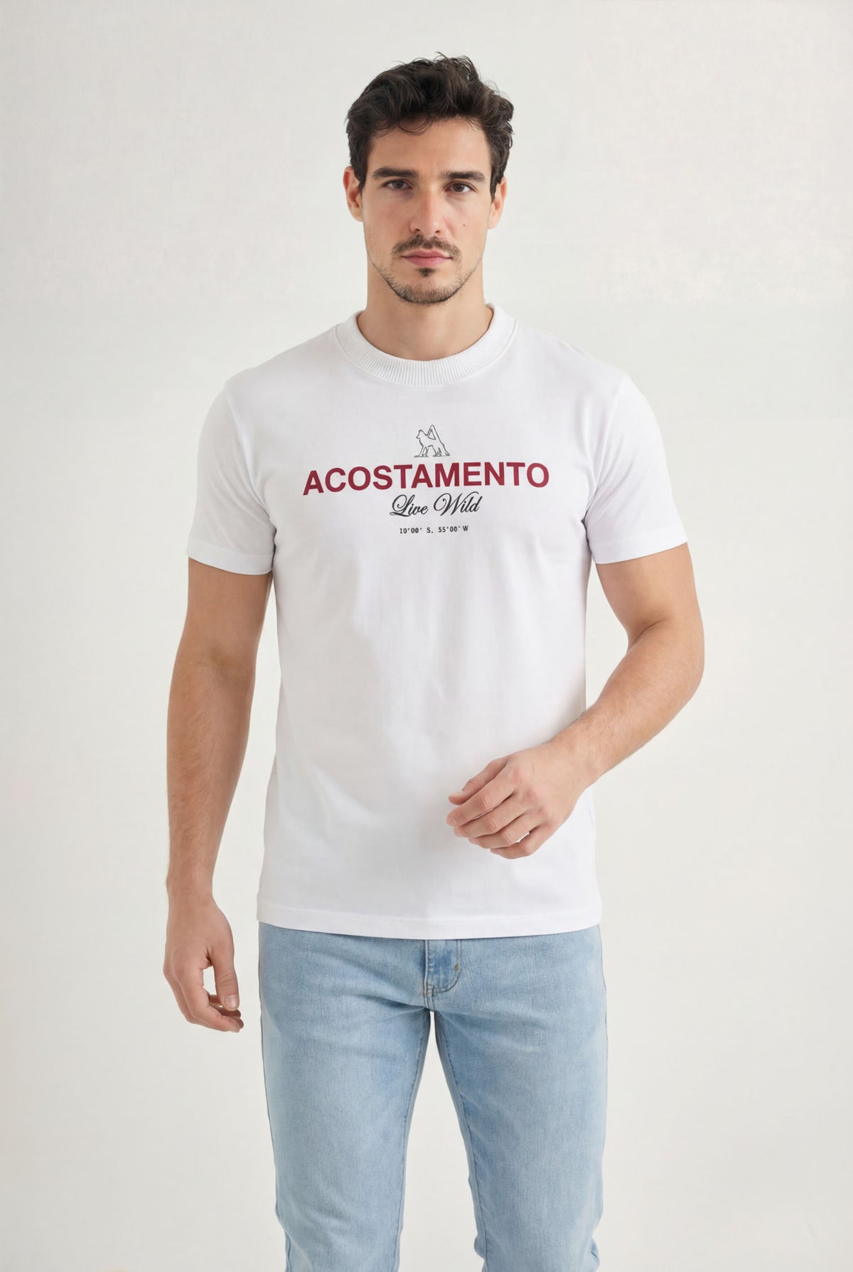 Camiseta Logo Print Masculina Acostamento Branco