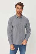 Camisa Manga Longa Scrivania Masculina Acostamento Micro Vichy Preto