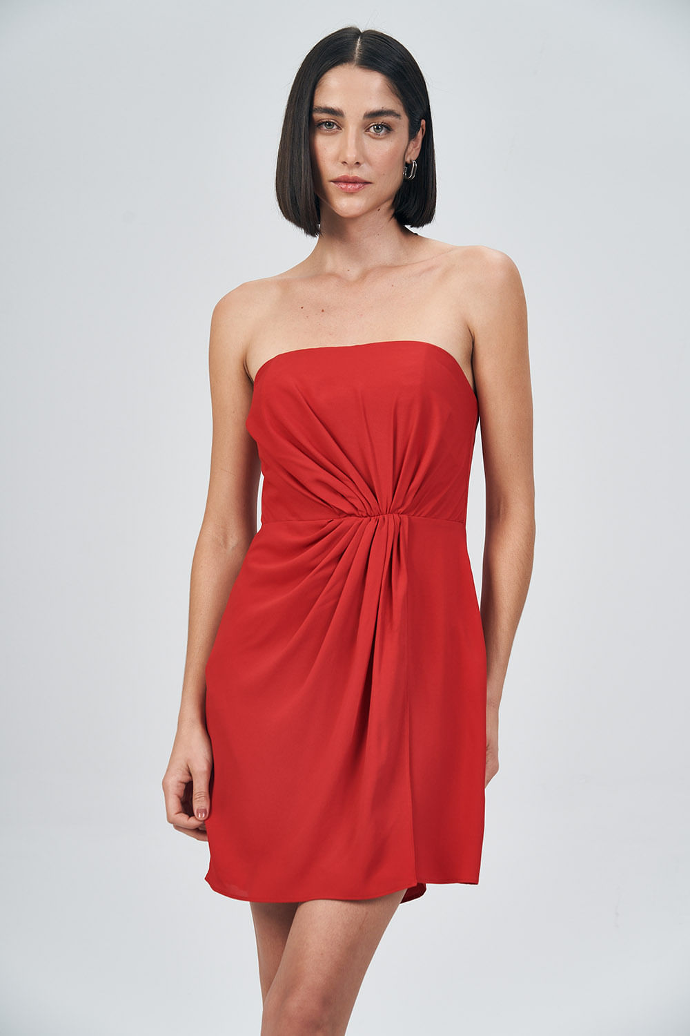 Vestido Fashion Drapeado Feminino Acostamento Red Velvet