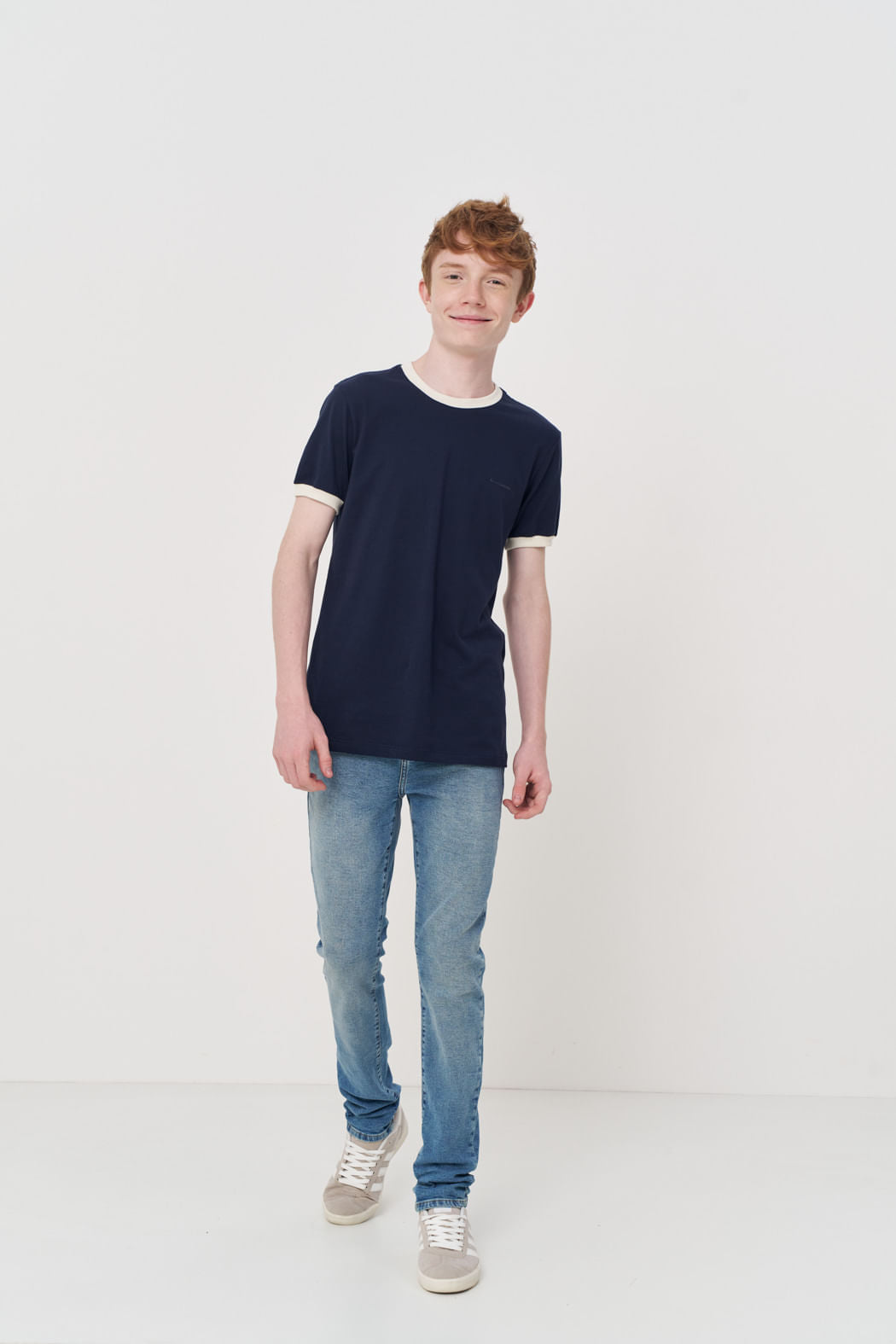 Camiseta Contrastante Menino Acostamento Next Marinho C/ Off White