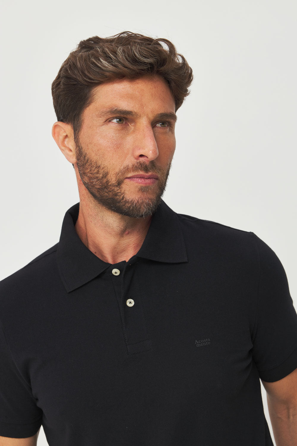 Polo Básica Touch Local Masculina Acostamento Preto