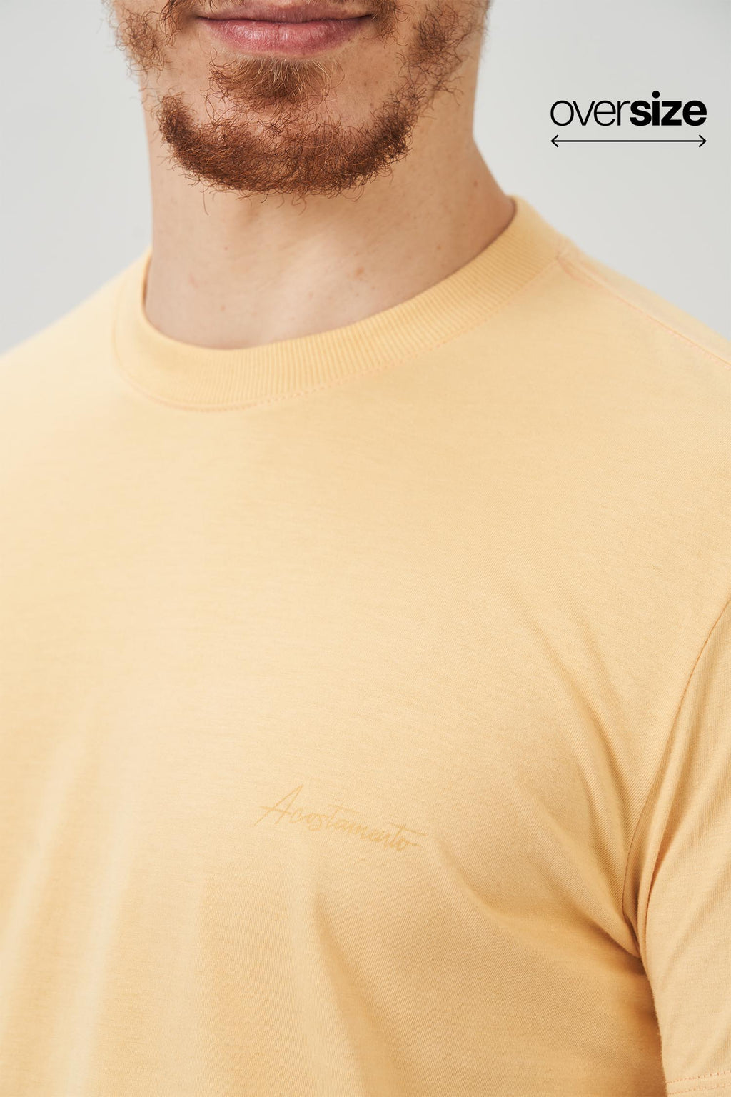 Camiseta Assinatura Local Masculina Oversize Acostamento Amarelo Creme