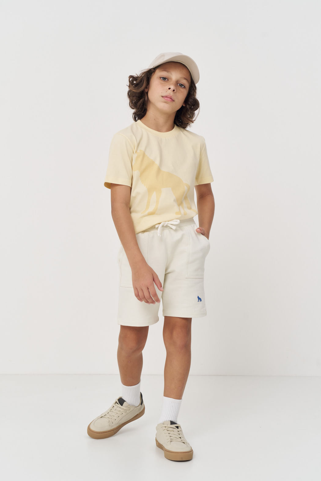 Bermuda Moletom Básica Menino Acostamento Next Off White