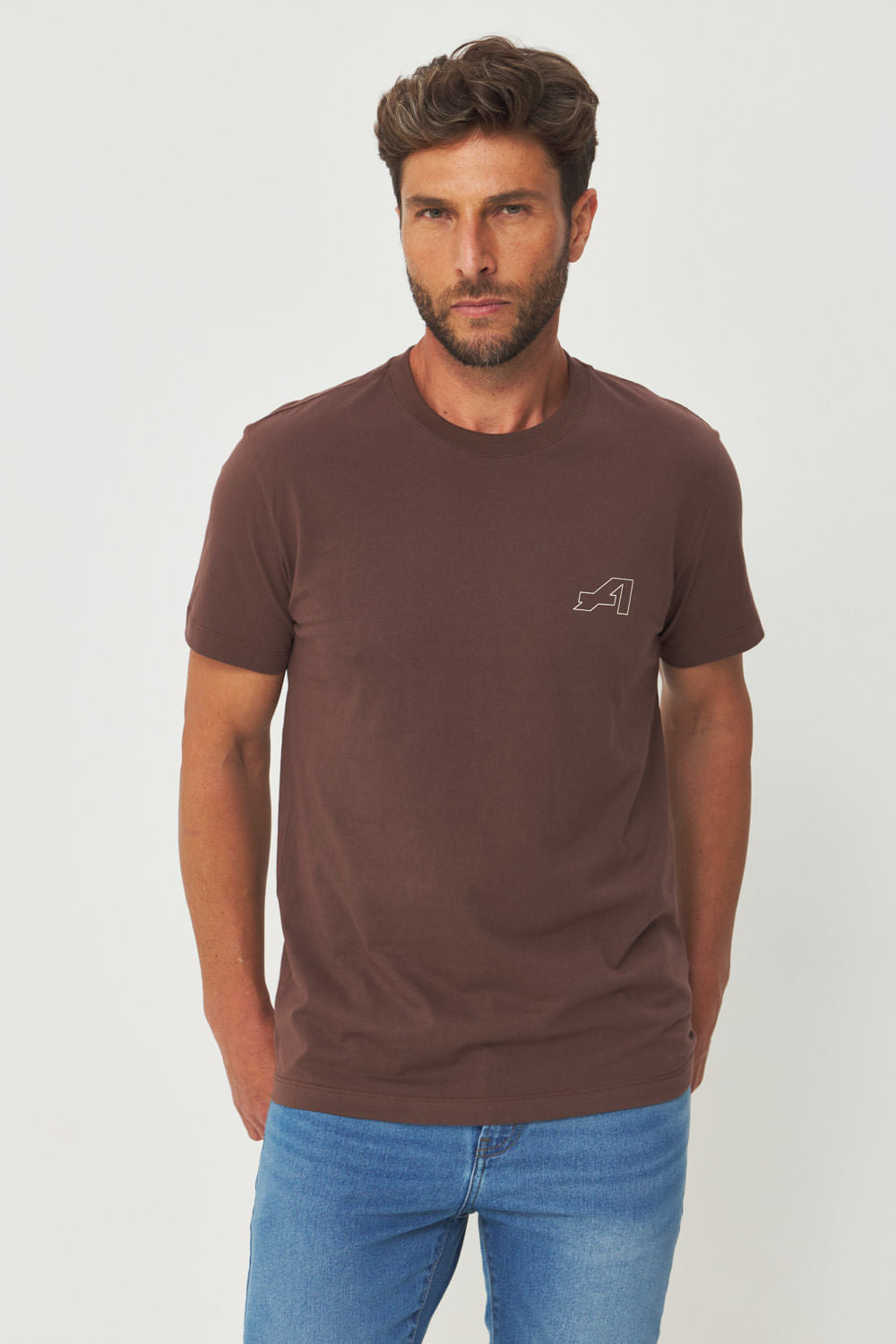 Camiseta Estampa Costas Masculina Acostamento Marrom Ipe
