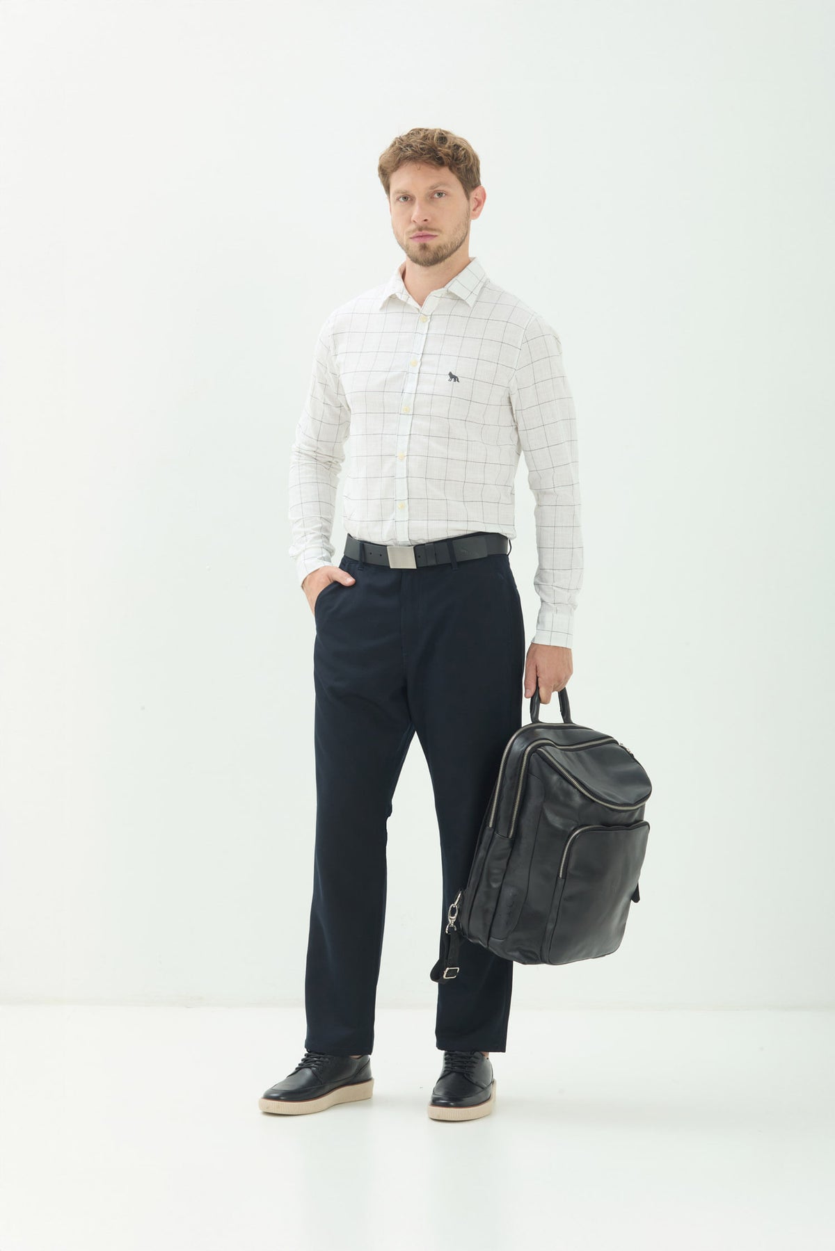 Camisa Manga Longa Xadrez Masculina Acostamento Xadrez Off