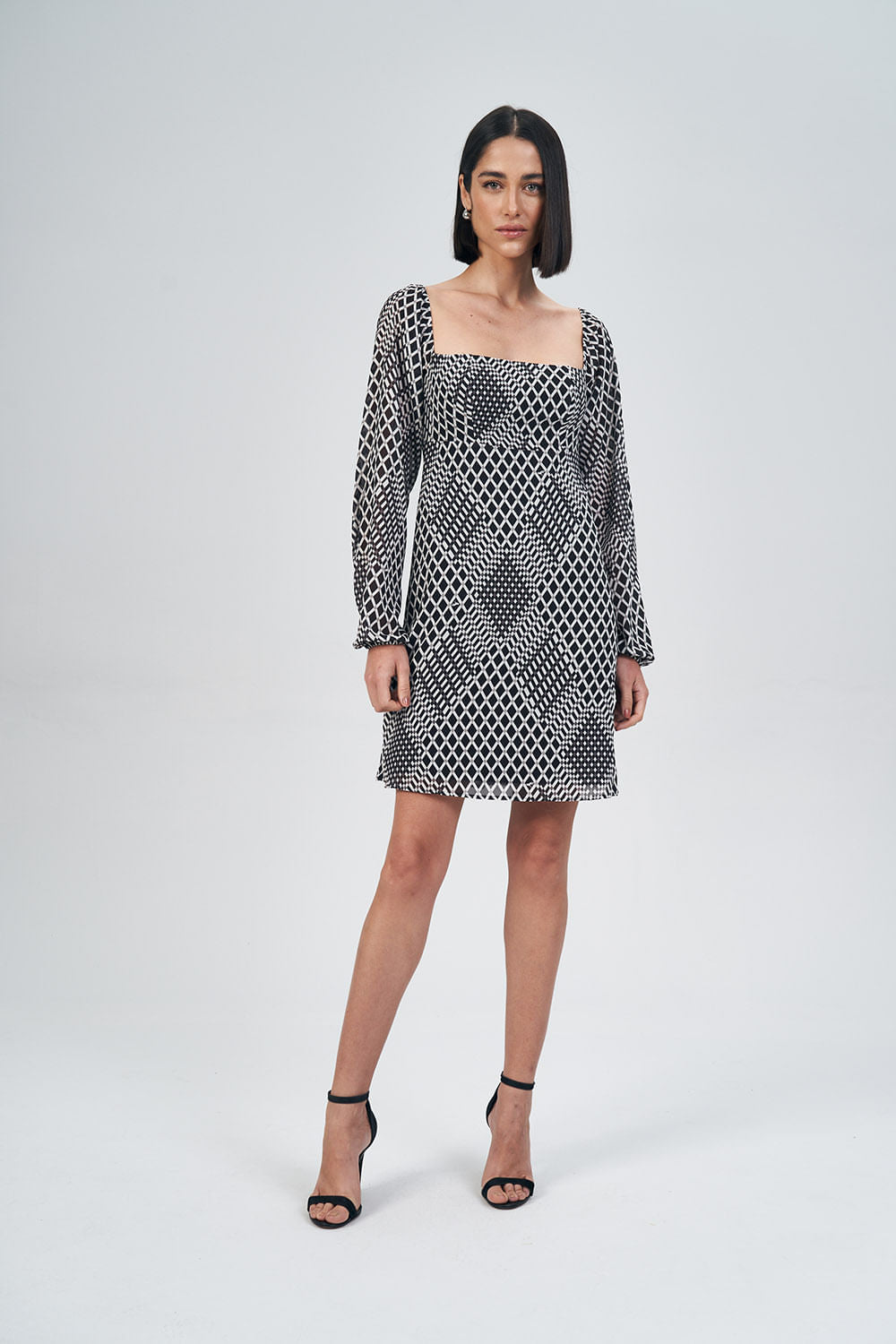 Vestido Decote Quadrado Stamp Feminino Acostamento Prisma