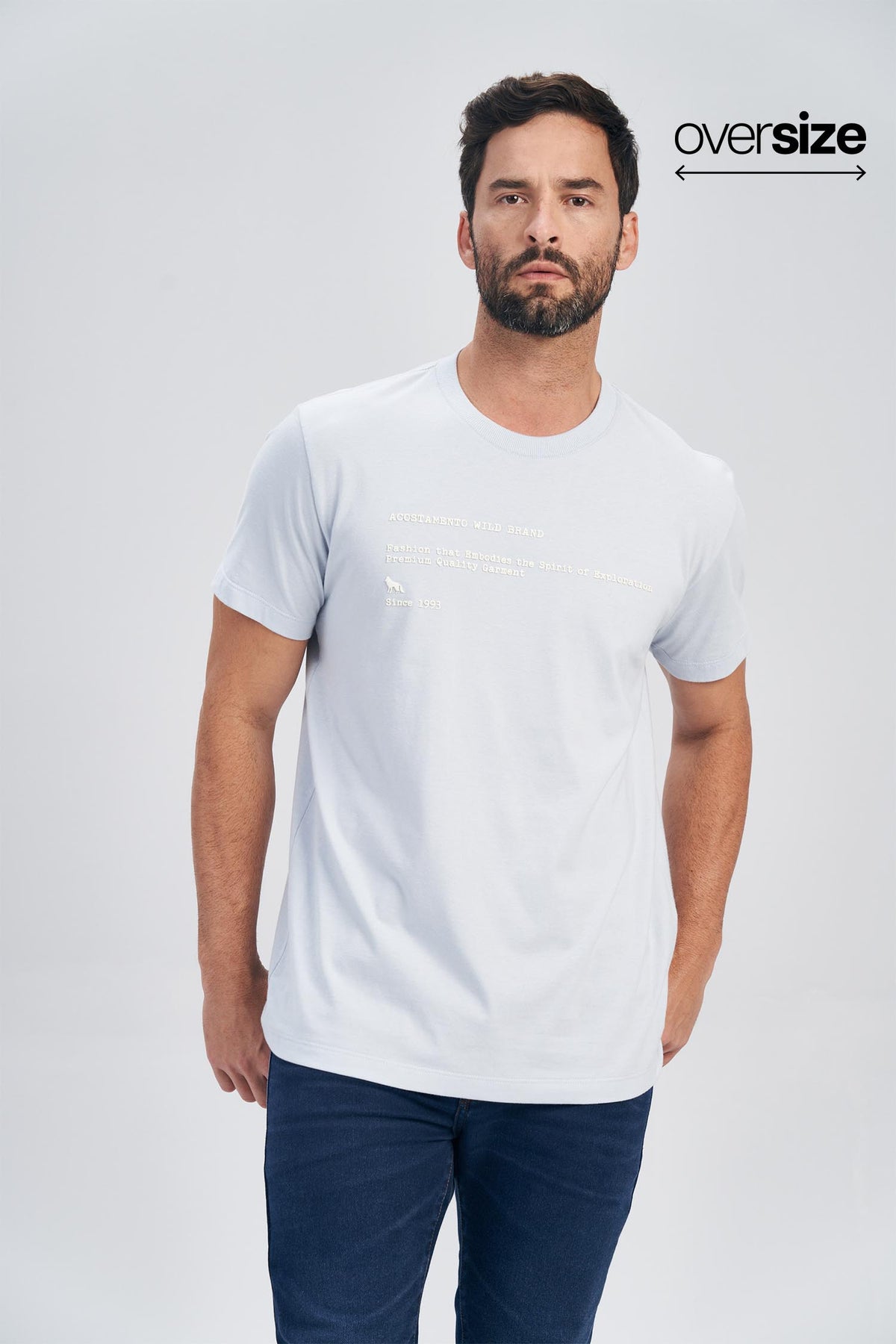 Camiseta Wild Brand Masculina Oversize Acostamento Azul Maresia