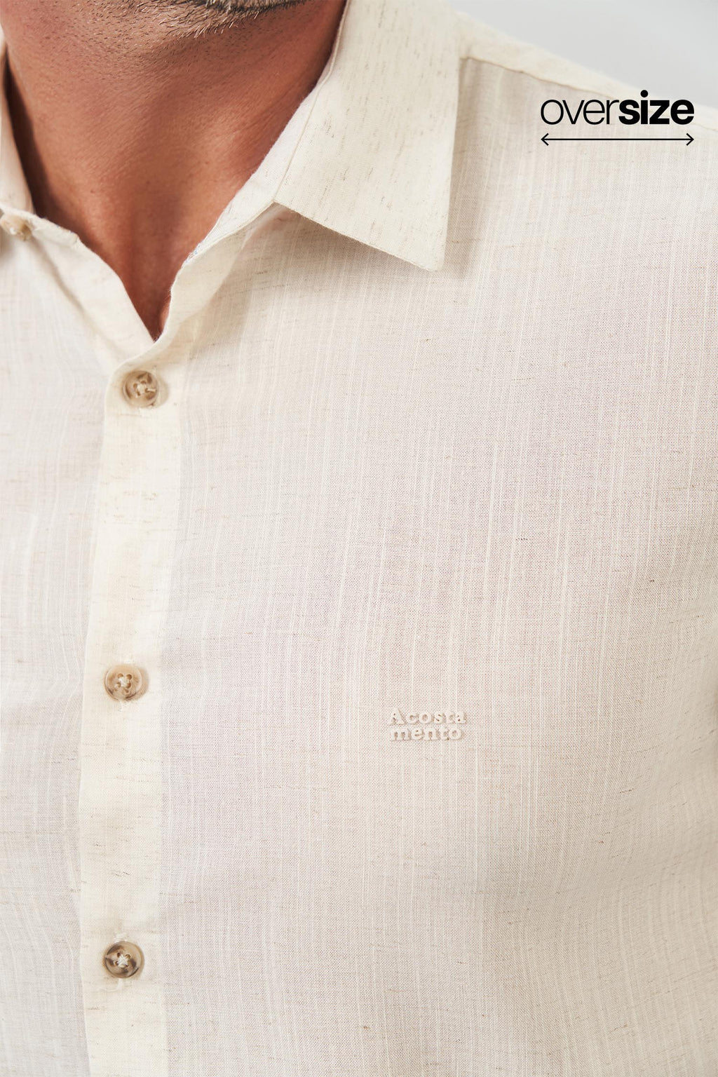 Camisa Manga Longa Masculina Oversize Acostamento Natural