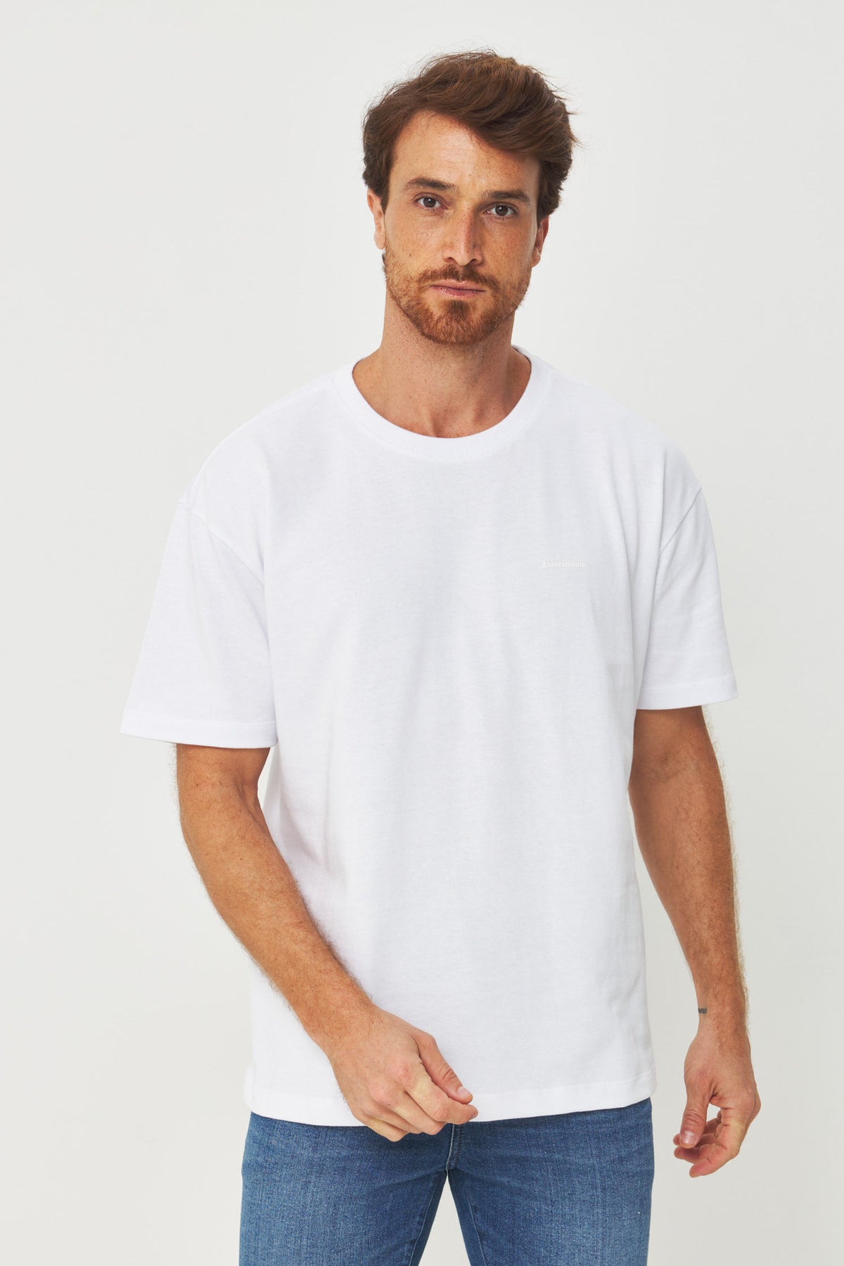 Camiseta Bigshirt Casual Masculino Acostamento Branco