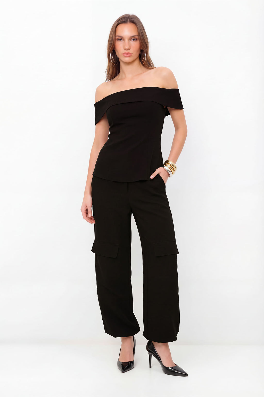 Calça Cargo Cintura Alta ACT Feminina Preto