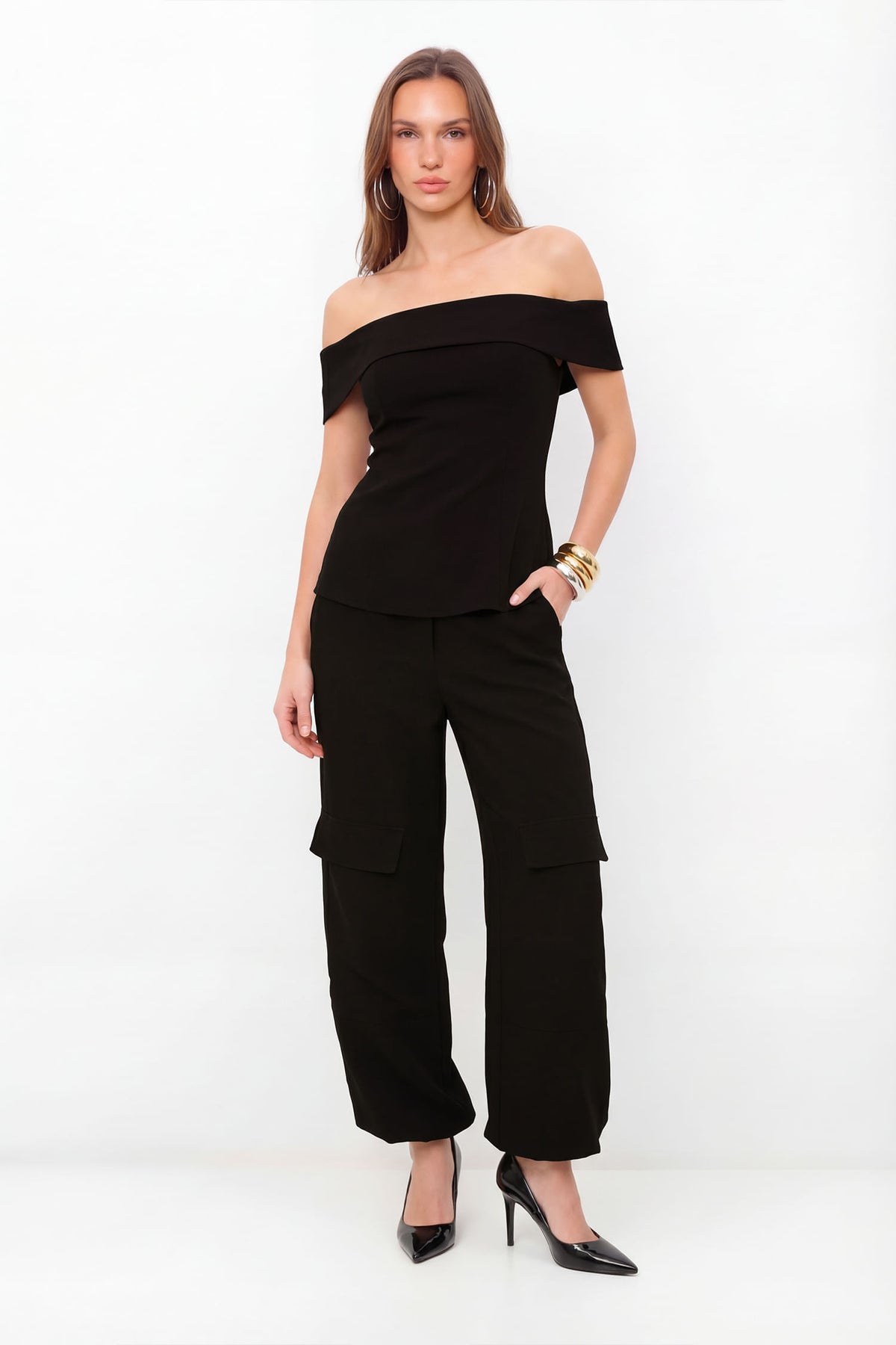 Calça Cargo Cintura Alta ACT Feminina Preto
