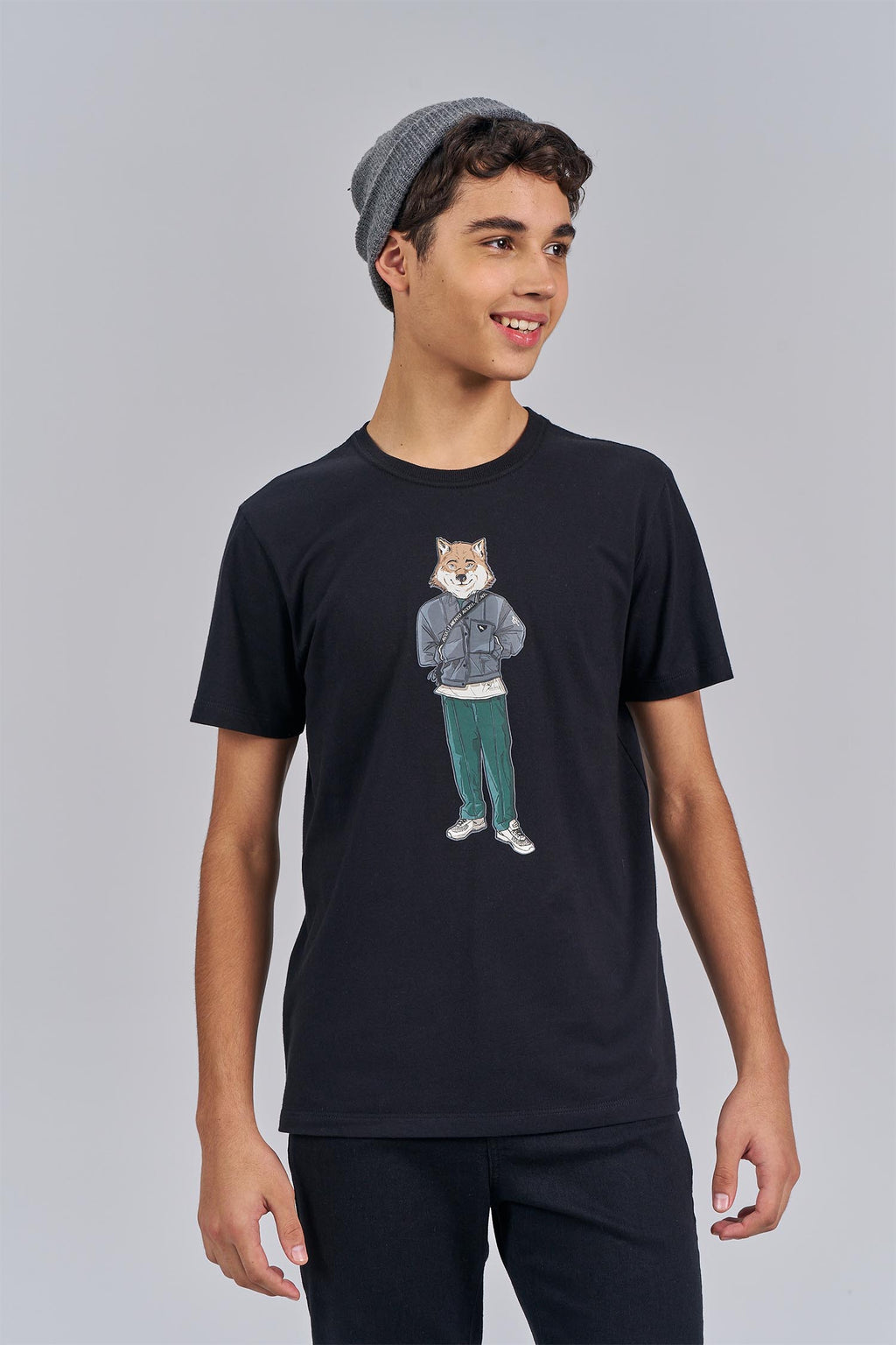 Camiseta Human Wolf Menino Acostamento Next Preto