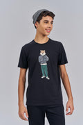 Camiseta Human Wolf Menino Acostamento Next Preto