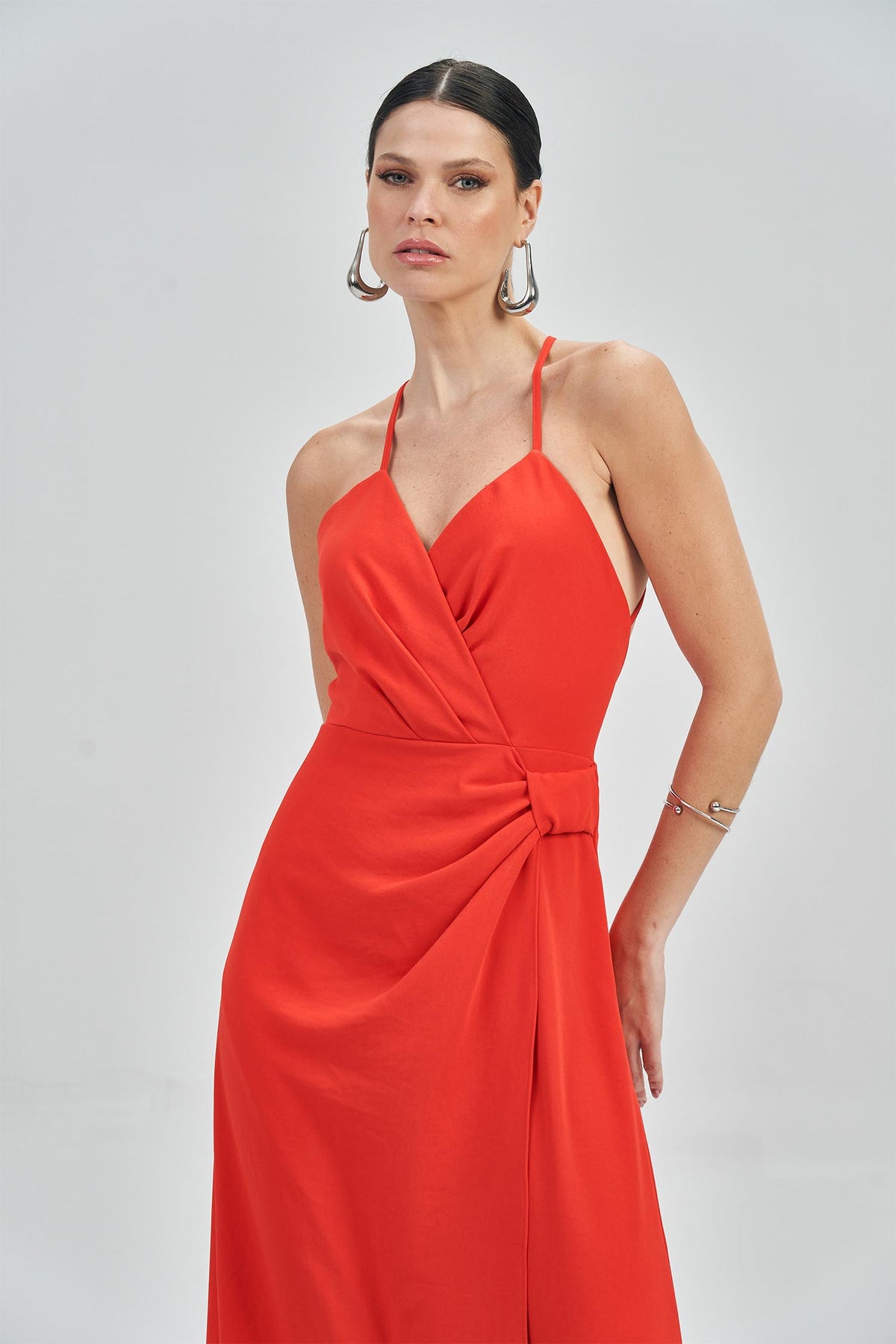 Vestido Longo com Fenda Feminino Acostamento Hot Red