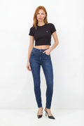 Calça Jeans Skinny Cintura Alta ACT Feminina Jeans Escuro