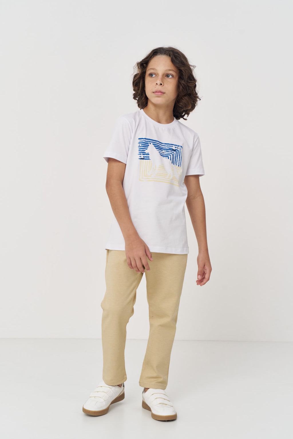 Camiseta Algodão Estampada Menino Acostamento Next Branco