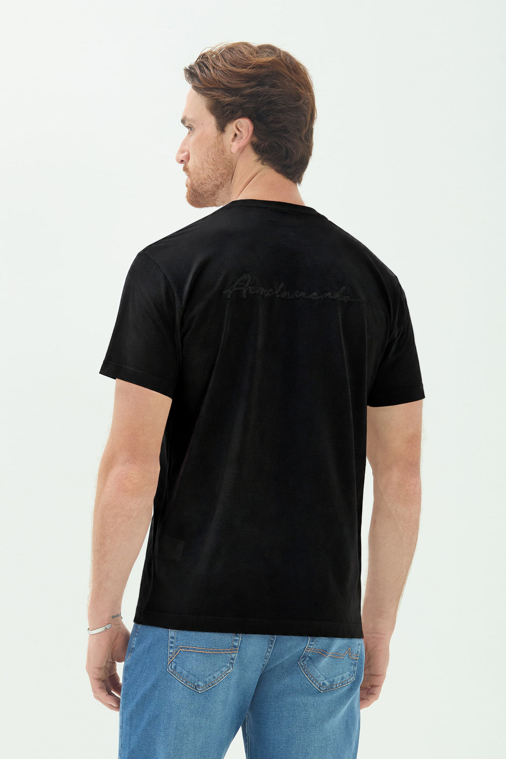 Camiseta Casual Bordada Masculina Acostamento Preto