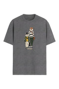 Camiseta Wolf Pai e Filho Masculina Acostamento Mescla Grafite