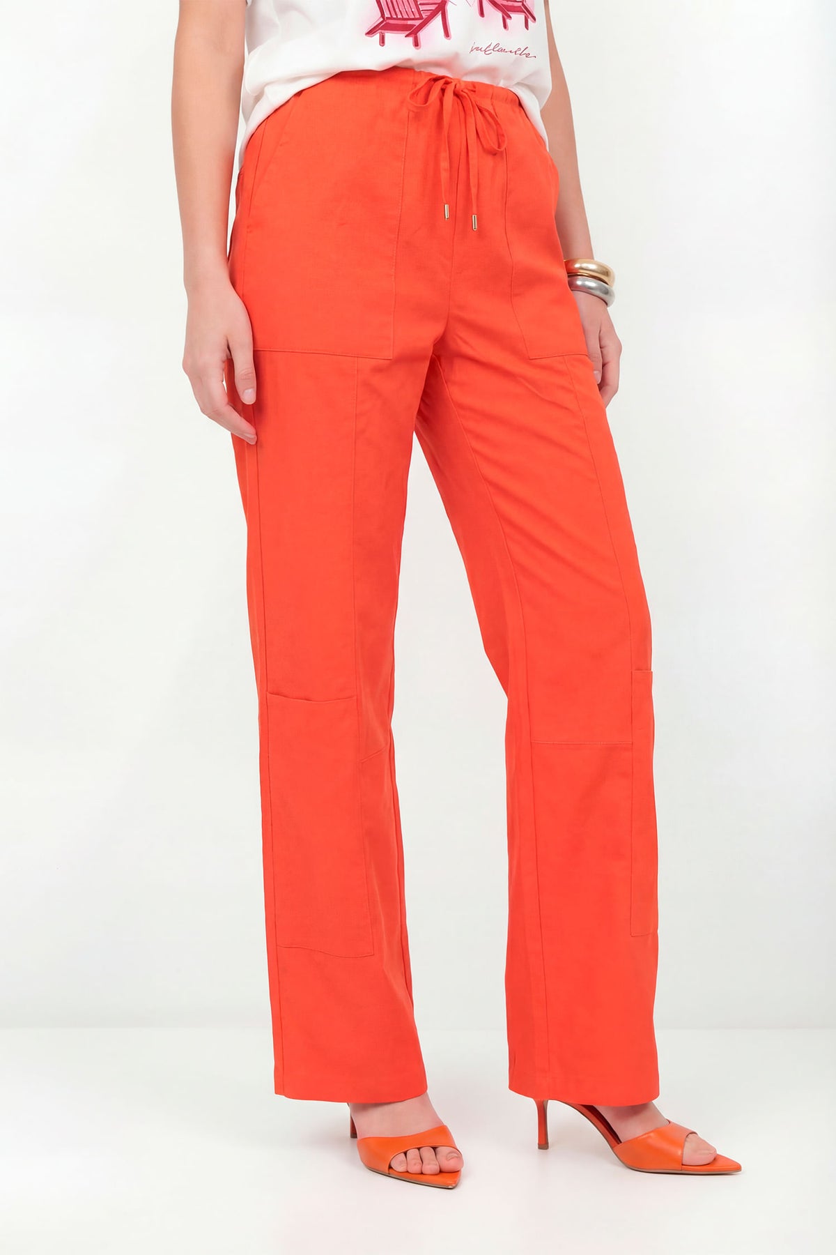 Calça Bolso Quadrado Feminina Inblanche High Red