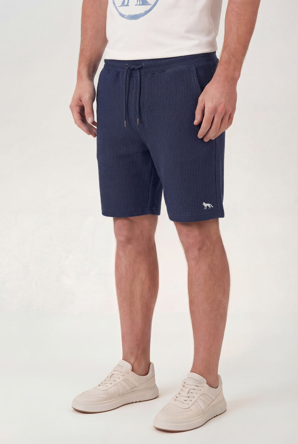 Bermuda Casual Em Malha Masculina Acostamento Marinho