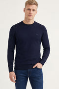 Suéter Tricot Casual Masculino Acostamento Marinho