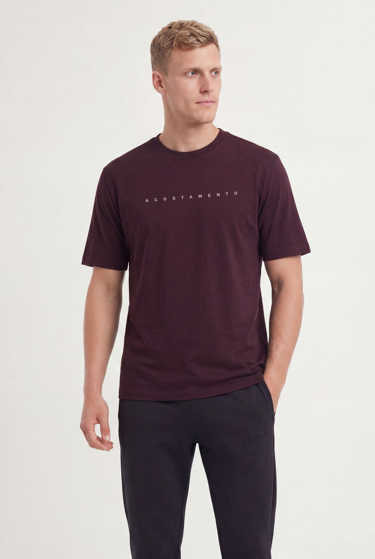 Camiseta Minimalista Masculina Acostamento Vinho Syrah