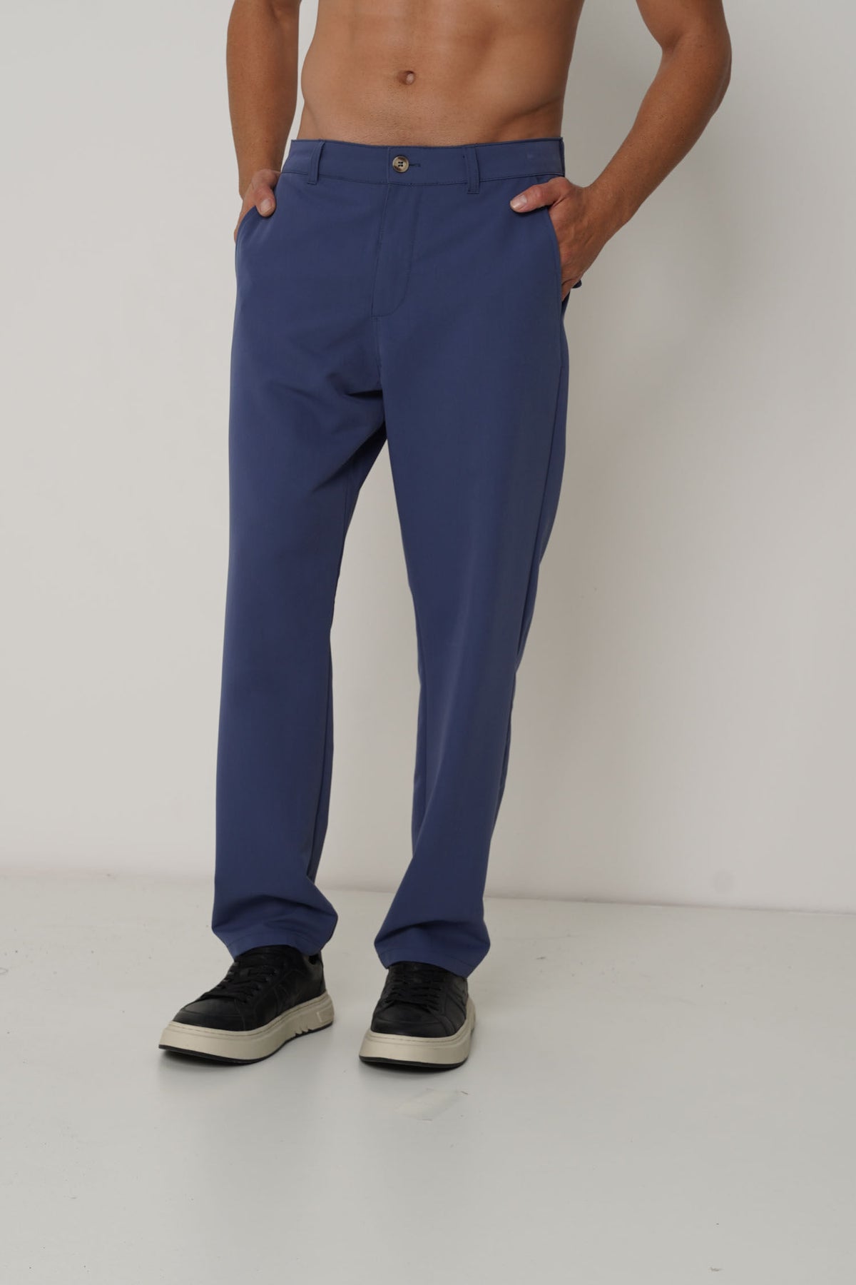 Calça Alfaiataria Clássica Masculina Acostamento Azul