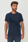 Camiseta Casual Estampada Masculino Acostamento Azul Navy