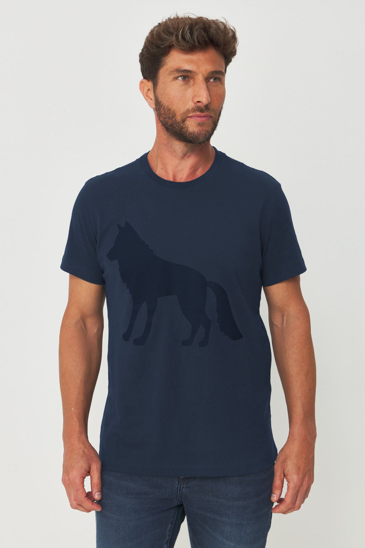 Camiseta Casual Estampada Masculino Acostamento Azul Navy