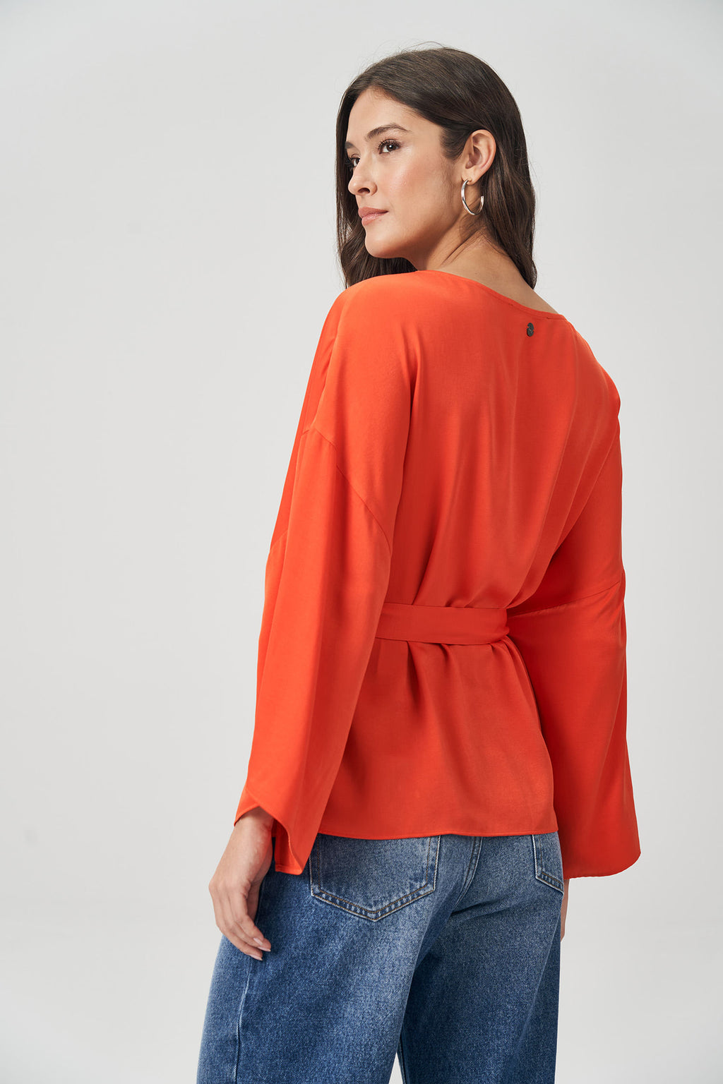 Blusa Manga Fluída Feminina Acostamento Orange Rust