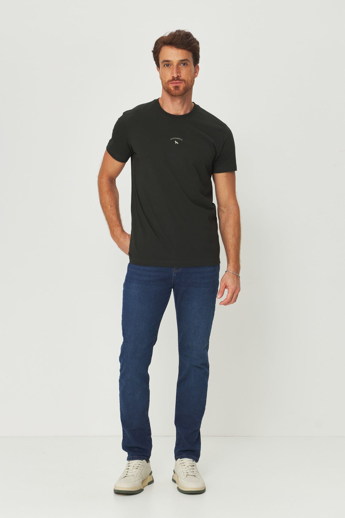 Calça Jeans Rock Masculina Acostamento Jeans Escuro