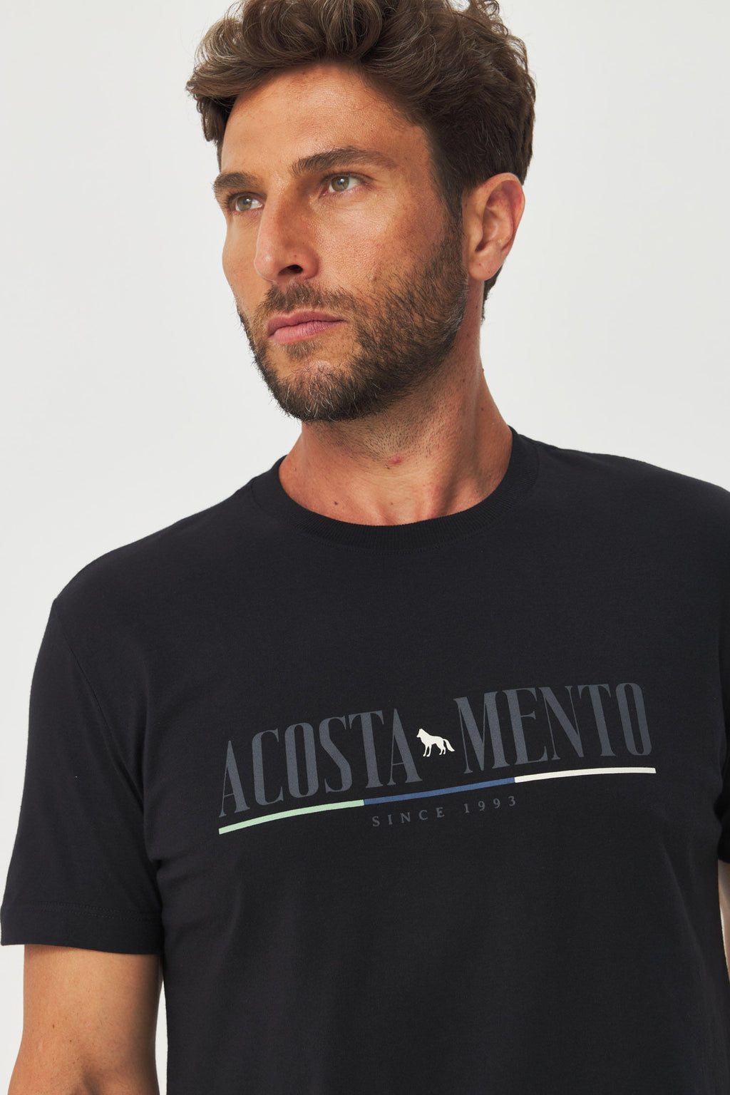 Camiseta Casual Estampada Masculina Acostamento Preto
