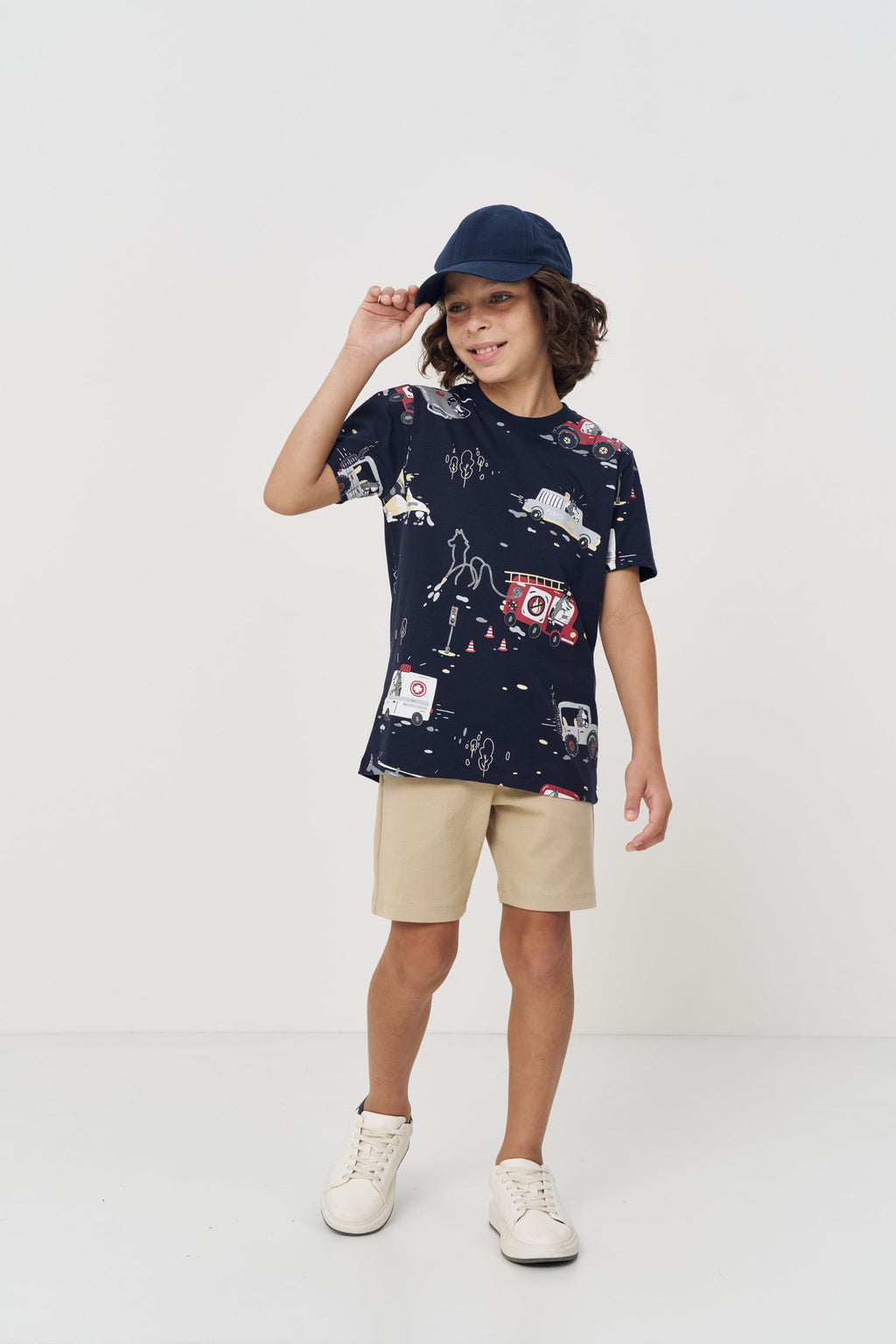 Camiseta Casual Lúdica Menino Acostamento Next Marinho