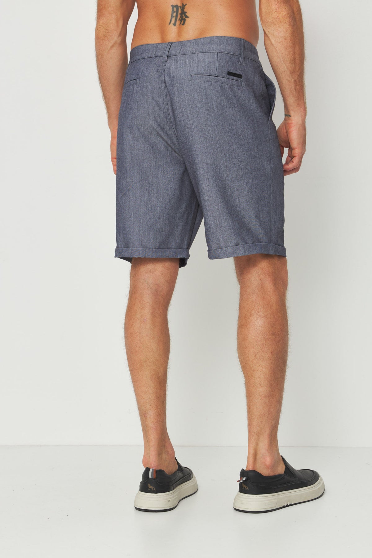 Bermuda Alfaiataria Masculina Acostamento Marinho Mesclado