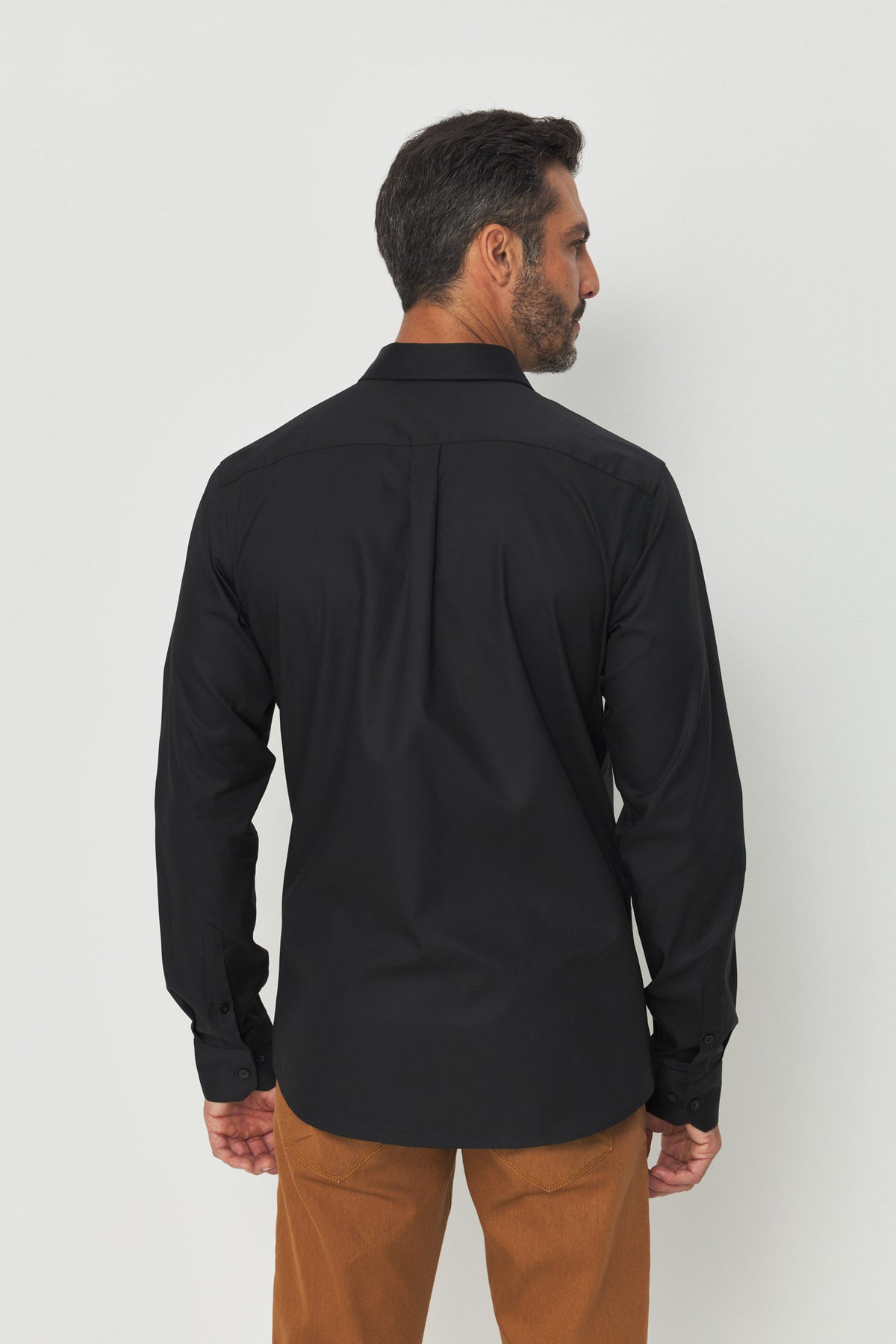 Camisa Manga Longa Scrivania Masculina Acostamento Preto