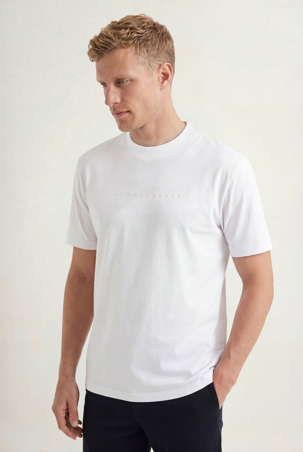 Camiseta Minimalista Masculina Acostamento Branco