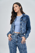 Jaqueta Jeans Detailed Feminina Acostamento Jeans Claro