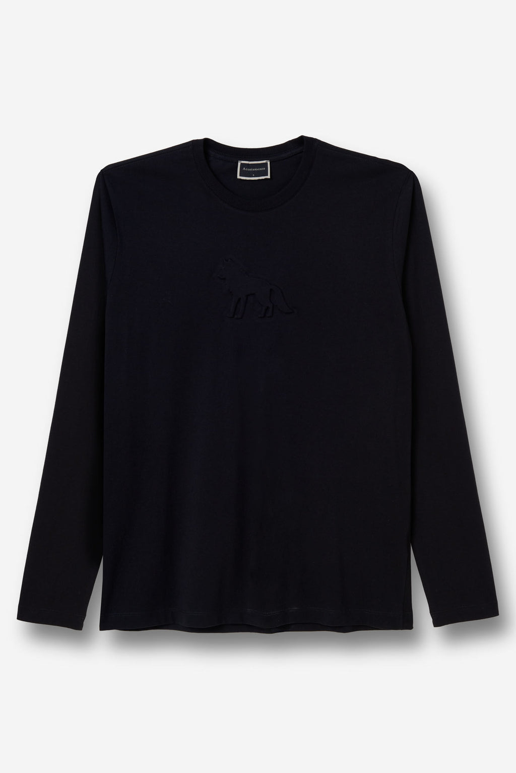 Camiseta Lobo Embossing Masculina Acostamento Preto